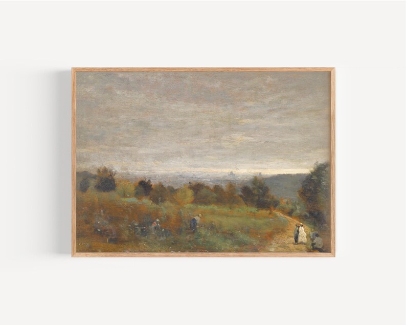 Vintage Muted Landscape Oil Painting Moody Countryside Scene Antique ...