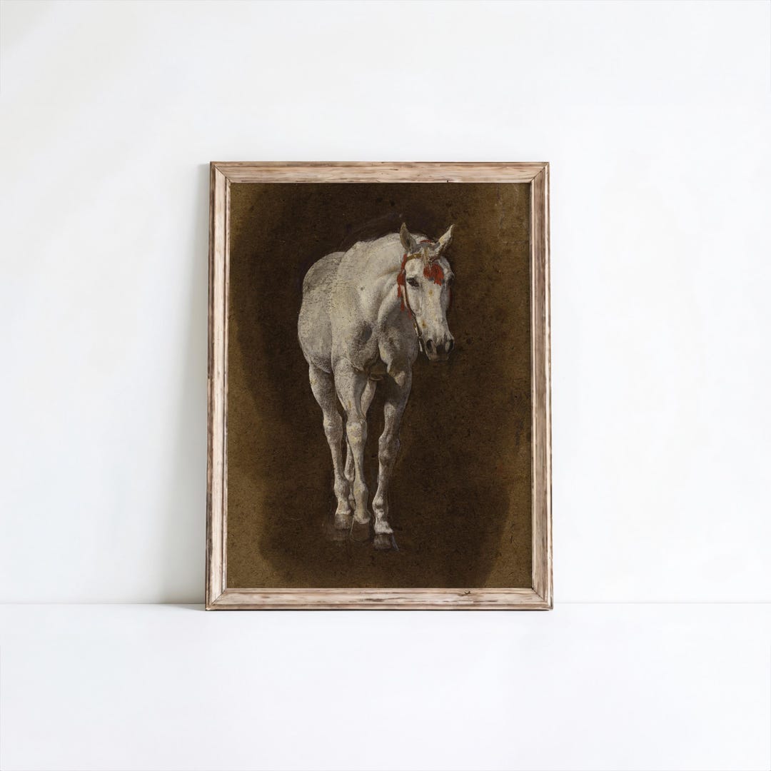 Vintage Horse Painting Equestrian Wall Art Antique Horse Print Rustic ...
