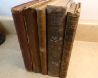 Lote de libros escolares antiguos de tapa dura, decoración instantánea, lectores de biblioteca temáticos