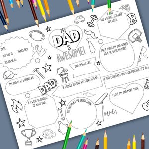 Alles über Papa Ausfüll-Interview- und Malseite, druckbarer Papa-Fragebogen, Andenken, DIY-Vatertag oder Papa-Geburtstagsaktivität für Kinder