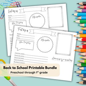 Preschool, Kindergarten, First Grade First and Last Day of School Printable, Kid Interview PDF, Back to School Worksheet, Instant Download