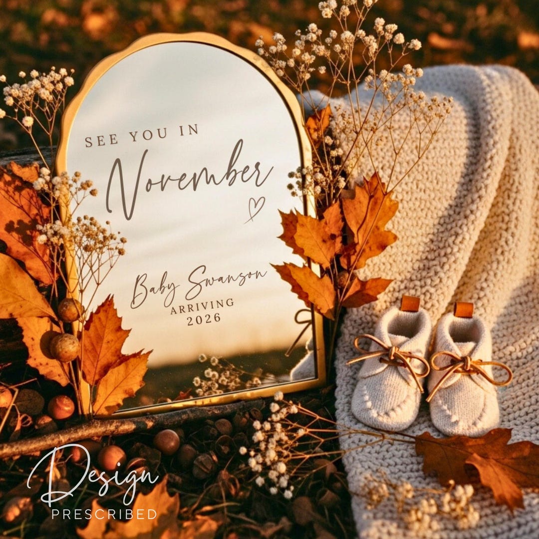 Pregnancy Announcement November Baby, Digital Gender Neutral Social ...