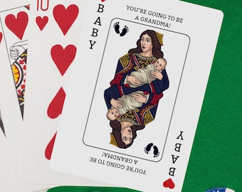 Anuncio de embarazo sorpresa para la abuela / Noche de juegos divertida para revelar el embarazo / Revelación de ser abuela / Naipes para revelar el bebé familiar