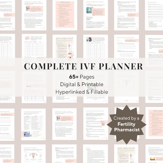 IVF Planner and Journal | Digital and Printable IVF Workbook | Hyperlinked and Fillable Pdf | Fertility ebook | IVF Medication Tracker Log