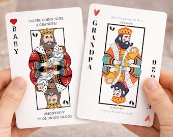 Tarjeta de presentación para el nuevo abuelo, revelación digital instantánea del bebé, plantilla editable de Canva, promoción sorpresa para el abuelo.