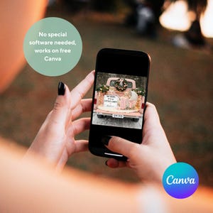 May include: A smartphone displays a pink vintage truck decorated for a baby shower. The truck bed holds a teddy bear, a baby carriage, and a sign that reads "Oh baby, it's a little lady!" with the date "June 2024".