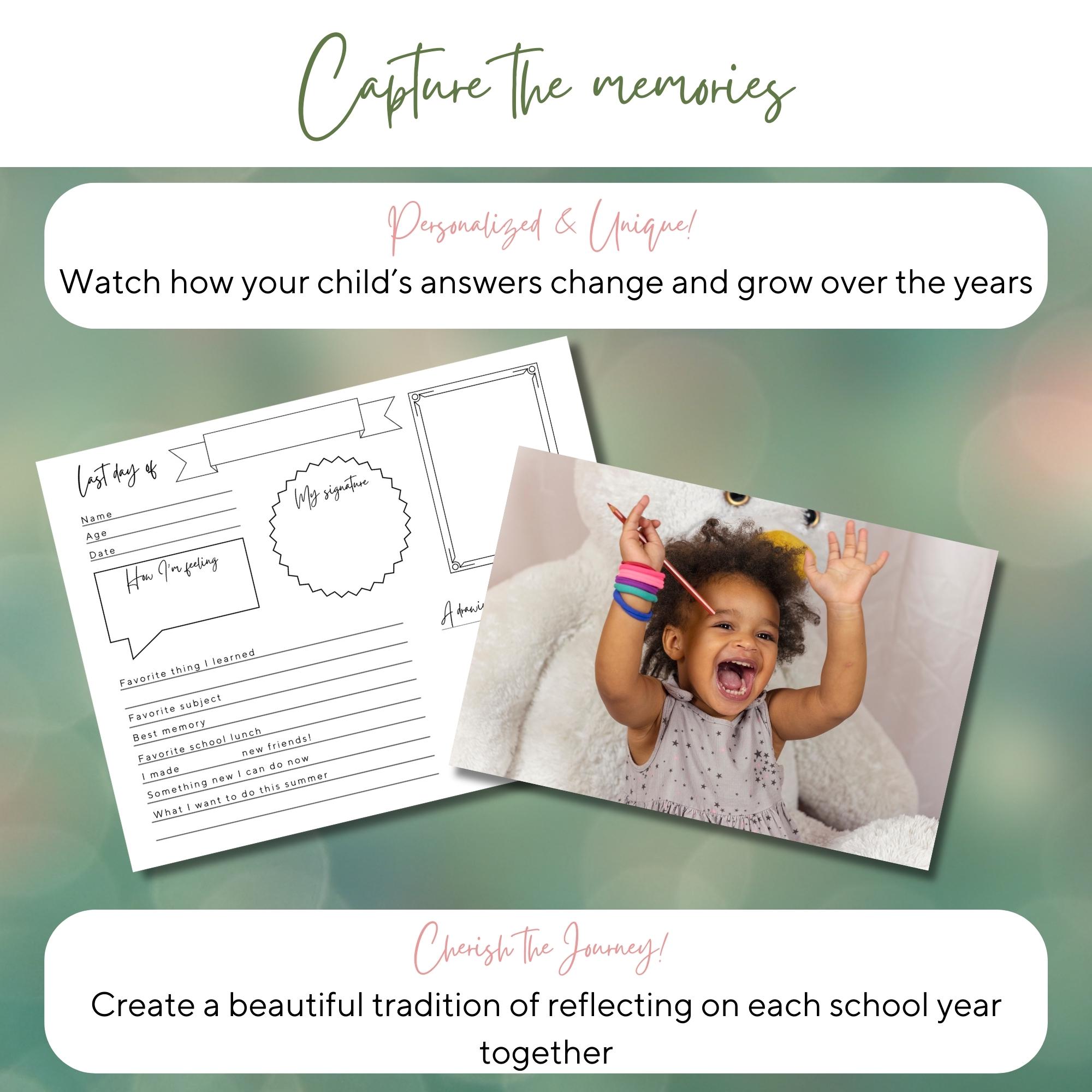 Memory Folder English Example Printable Memory Box Folder Covers, School Milestone Tote Questionnaire ...