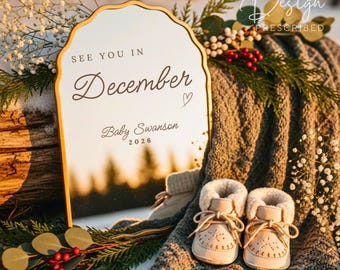 Pregnancy Announcement December Baby, Digital Gender Neutral Social Media Reveal, December Due Date,Editable Canva Template Instant Download