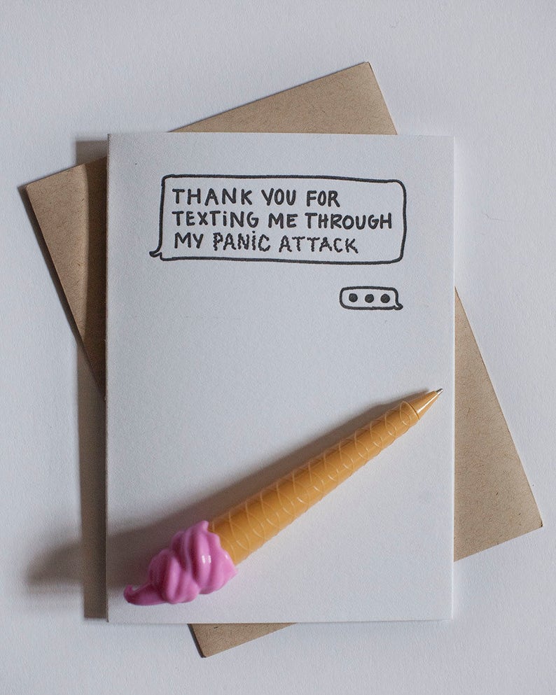 Thank You For Texting Me Through My Panic Attack Letterpress Card 6.25x4.5 image 5