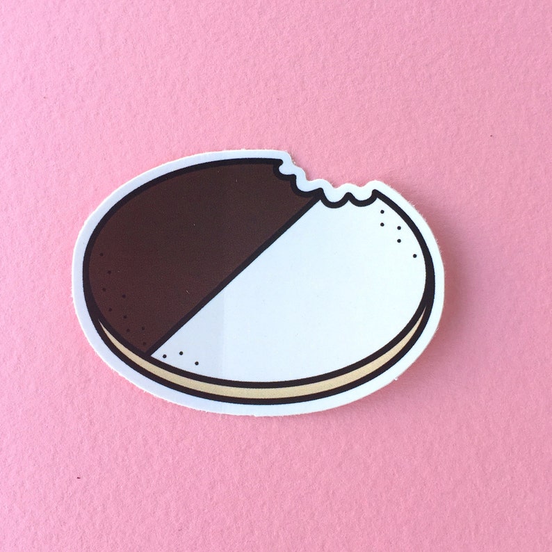 Black White Cookie Stickers, Vinyl Sticker, Laptop Sticker, Water Bottle Sticker, Cute Sticker, Food Sticker, Phone Sticker image 1