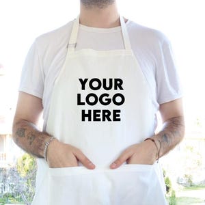 Custom Logo Apron, Text Apron, Personalize Apron, Chef Apron, Kitchen Apron, Personalized Gifts, Barista Apron, Apron with Pockets
