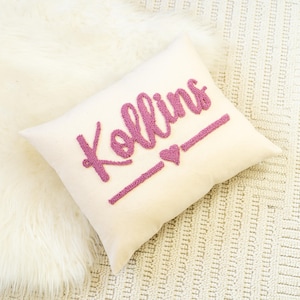 Personalized Punch Pillow, Custom Name Pillow, Punch Needle Pillow, Hand Embroidered Cushion, Dorm Decor, Nursery Gift, Personalized Gift