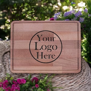 Cutting Board Engraved With Logo, Custom Logo on Cutting Board, Restaurant Branding, Company Business Logo Engraved, Wooden Cutting Boards