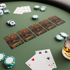 Lion Poker Cards - Leuke game-avond, ideaal voor pokerliefhebbers, uniek cadeau voor hem, vader, man, man, casinothemafeest, kaartspellen