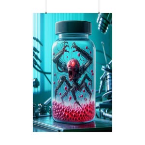 Vertikales Poster, Bionische Cell-Druck, Matte Wandkunst, Science Geek-Wohnheim-Dekor, einzigartiges Schlafzimmer-Kunstwerk, Geschenk für