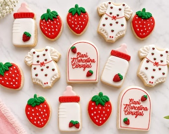 Strawberry Shortcake Baby Shower Cookies - One Dozen