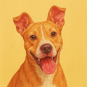 Custom Dog Portrait from Photo, Hand-Painted Realistic Dog, Handmade Pet Memorial Gift, Golden Dog Painting, Personalized Birthday Gift
