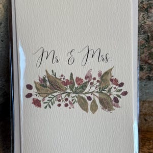 Watercolor Wedding Card with Envelope Mr. & Mrs.