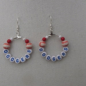 MLB Inspired Team Earrings Letters Silver or Gold Plated Hoop Inspired Ceramic Baseball Sterling Silver or Gold Filled Ear Wires