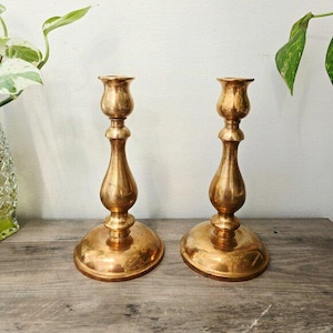 Vintage Mid Century Brass Candlestick Holders | 1960s