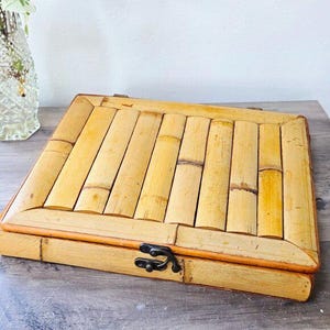 Mid-Century Bamboo Trinket Storage Box | 1950s
