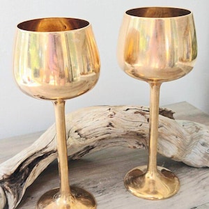 Vintage Brass Wine Goblets – Set of 2 | 1960s