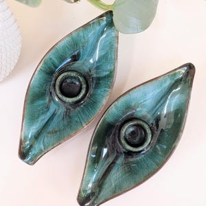 Vintage Mid-Century Blue Mountain Pottery Glazed Ceramic Candle Holders — Pair