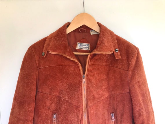 Vintage 1970s Leather Bomber Jacket: Rusty orange