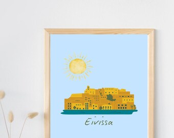 Eivissa - Ibiza - Dalt Vila - Druck - A1, A2, A3 und A4 Größen erhältlich.