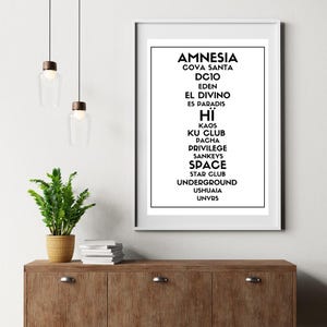 Ibiza Clubs Poster - Past and Present A1, A2, A3 and A4 sizes available