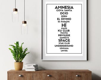 Ibiza Clubs Poster - Past and Present A1, A2, A3 und A4 Größen erhältlich