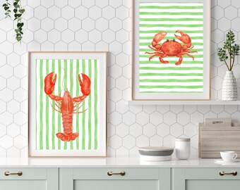 Hummer und Krabben Aquarell Drucke (Digitaler Download)