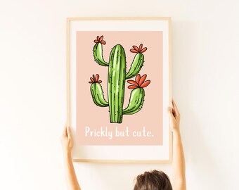 Stacheliger Kaktus Kunstdruck - Niedliche Wüsten Deko (Digitaler Download)