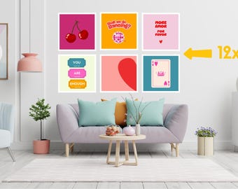 Set mit sechs farbenfrohen Drucken in A4 und 12x12 Zoll verfügbar