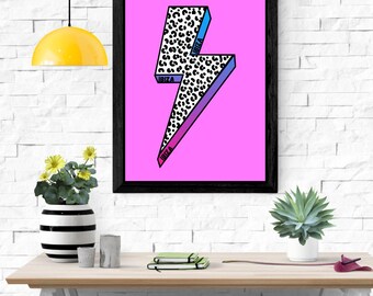 Ibiza Retro Lightning Bolt Print - A1, A2, A3 and A4 sizes available