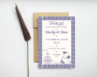 Griechisch Inspirierte Hochzeitseinladung