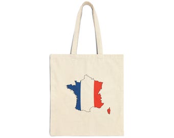 Borsa in tela di cotone con bandiera francese, borsa della spesa ecologica e riutilizzabile