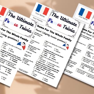 Il quiz definitivo sulla Francia STAMPABILE, quiz sulla Francia per tutta la famiglia, con 3 diversi livelli di difficoltà