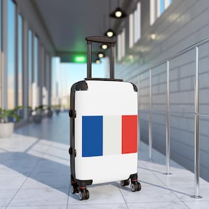 French Flag Suitcase, France Themed Travel Case, Unique Travel Suitcase For France Lovers, France Lover Gift Idea, French Flag Gift Idea
