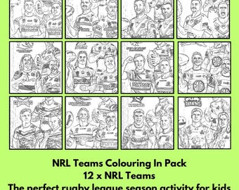 NRL Rugby League Colouring Pages // Kids Colouring In Activity // Football Team Colouring