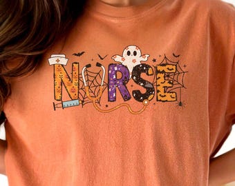T-shirt d'infirmière d'Halloween Comfort Colors : t-shirt fantôme effrayant