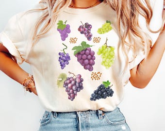 Comfort Colors Grape T-Shirt: Cottagecore Fruit Graphic Tee