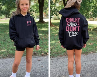 Personalized Gymnastics Hoodie, Chalky Hair Don't Care, Gymnast Gift
