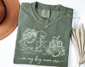 In My Boy Mom Era T-Shirt, Trendy Boy Mom Shirt, Sports Mom Tee, Football Monster Truck Shirt, Cute Dinosaur Mama Top, Mom Life Gift