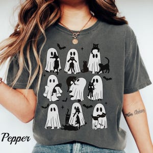 Cute Ghost Cat Halloween Shirt, Spooky Season Ghost Tee, Black Cat Fall Shirt, Funny Halloween Ghost T-Shirt