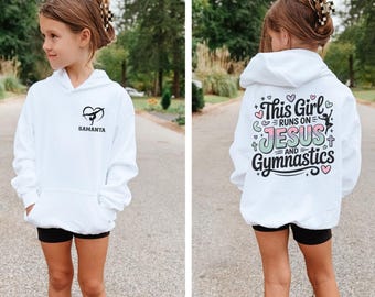 Gymnastics Hoodie for Girls, Christian Gymnast Sweatshirt, Personalized Gymnast Hoodie, Jesus Gymnastics Hoodie,Custom Name Gift for Gymnast
