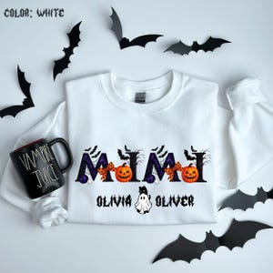Personalized Halloween Grandma Sweatshirt: Custom Ghost Design with Grandkids' Names