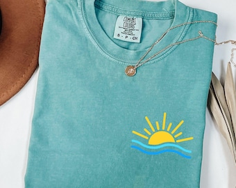 Comfort Colors Summer Shirt, Beach Shirts, Coastal Sunshine Shirt, Summer Vacation Tee, Retro Beach Graphic Shirt, Cute Women Shirt