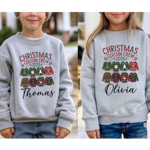 Personalisierte Weihnachten Cousin Crew Sweatshirt, benutzerdefinierte Feiertag Pullover
