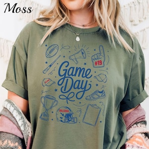 Comfort Colors© Custom Football Shirt With Kids Name & Jersey Number, Football Season Mama Shirt,School Team Shirt,Gift For Football Mom Tee